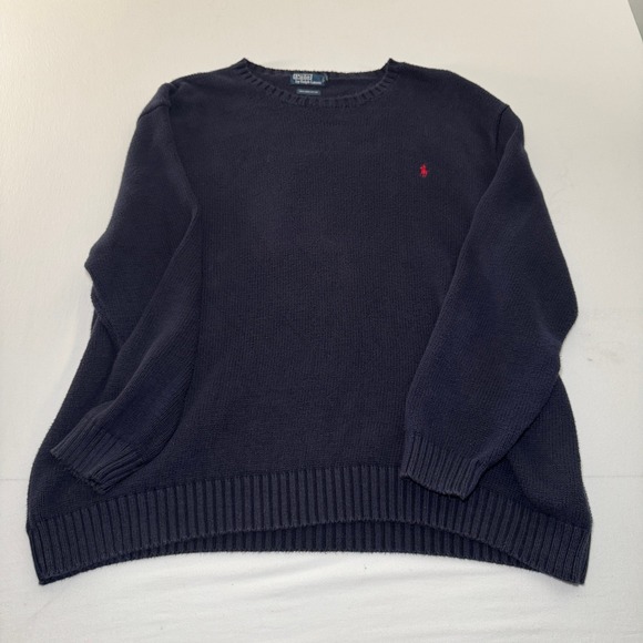 Polo Ralph Lauren Other - Polo Ralph Lauren Men 4X Big Navy Blue 100%  Cotton‎ Crewneck Sweater Red Pony